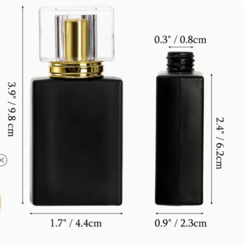 High-end Portable 30 Bright Black Glass Perfume Bottle Empty Spray Qme