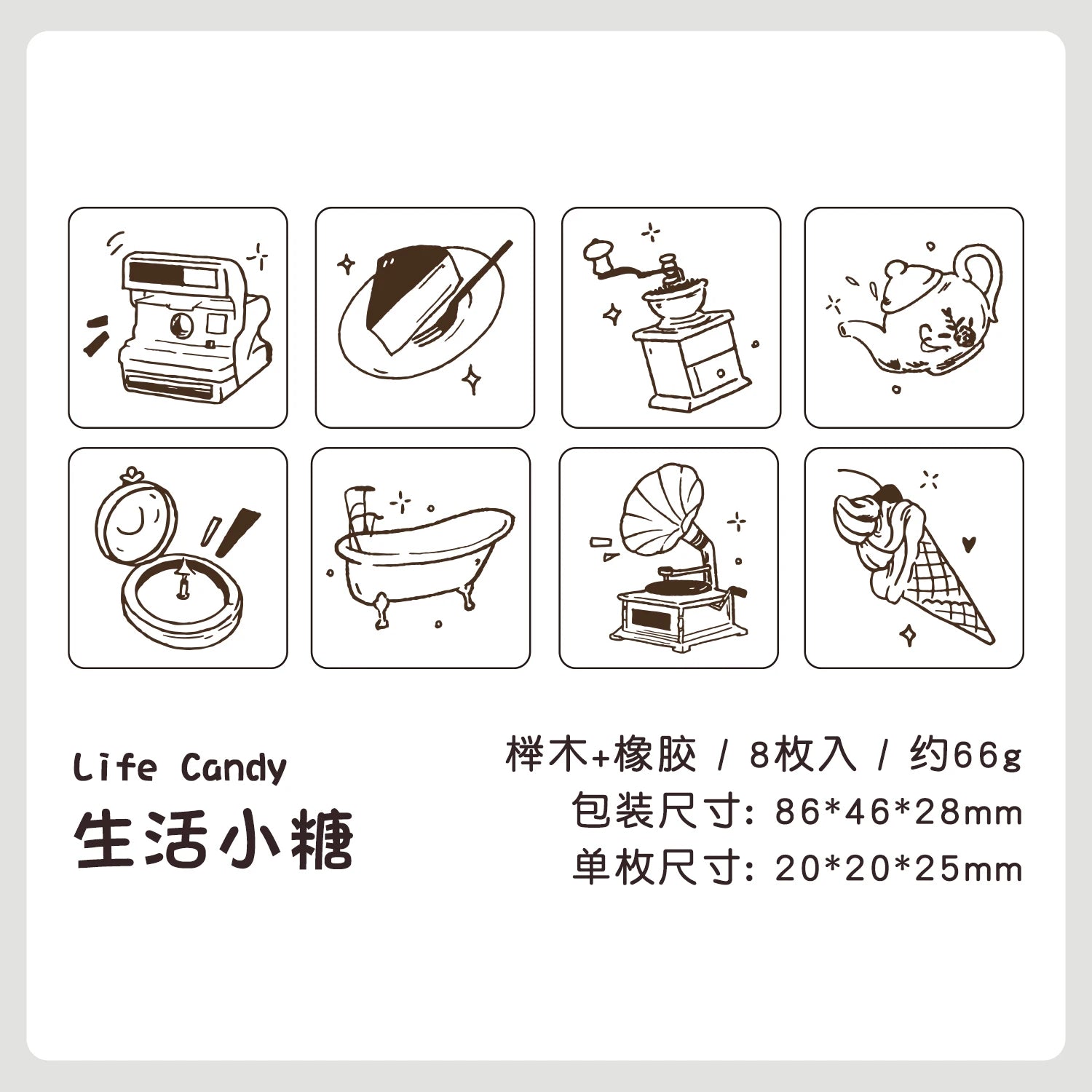 8 Pcs Vintage Cartoon series Wooden Rubber Letter Number Symbol Stamp Set For Card Making Planner Scrapbook Qme C