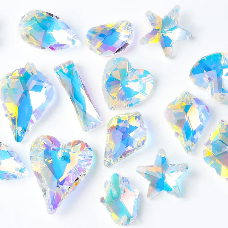 AB Color Crystal Pendants Shiny Charms Loose Beads for Necklace Bracelet Earring DIY Crafting Jewelry Accessory Making Supplies Qme