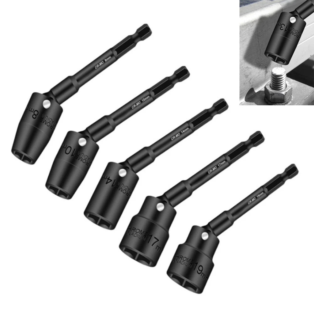 1Pcs Rotatable Driver Socket Head Adapter 1/4inch Hex Wrench Hex Socket Head 8-14mm Chrome Vanadium Steel Square Hole Connector Qme