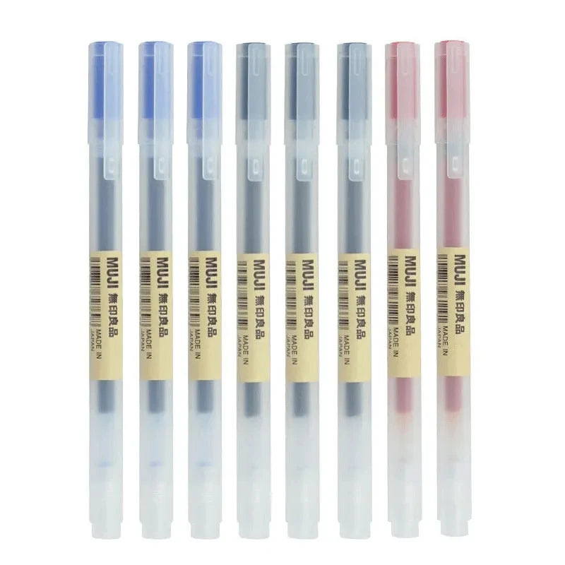3-6Pcs/Set 0.38mm Kawaii MUJIs Gel Pen Black/Red/Blue Ink Gel Pen Office School Ballpoint Pen Writing Stationery Qme