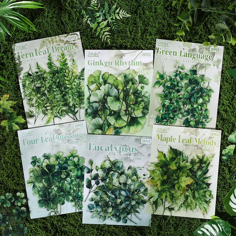 Vintage Green Leaf Flower Sticker Package,Notebook Decorative Stickers For Scrapbooking Label,Diary Sticker,Aesthetic Stationery Qme
