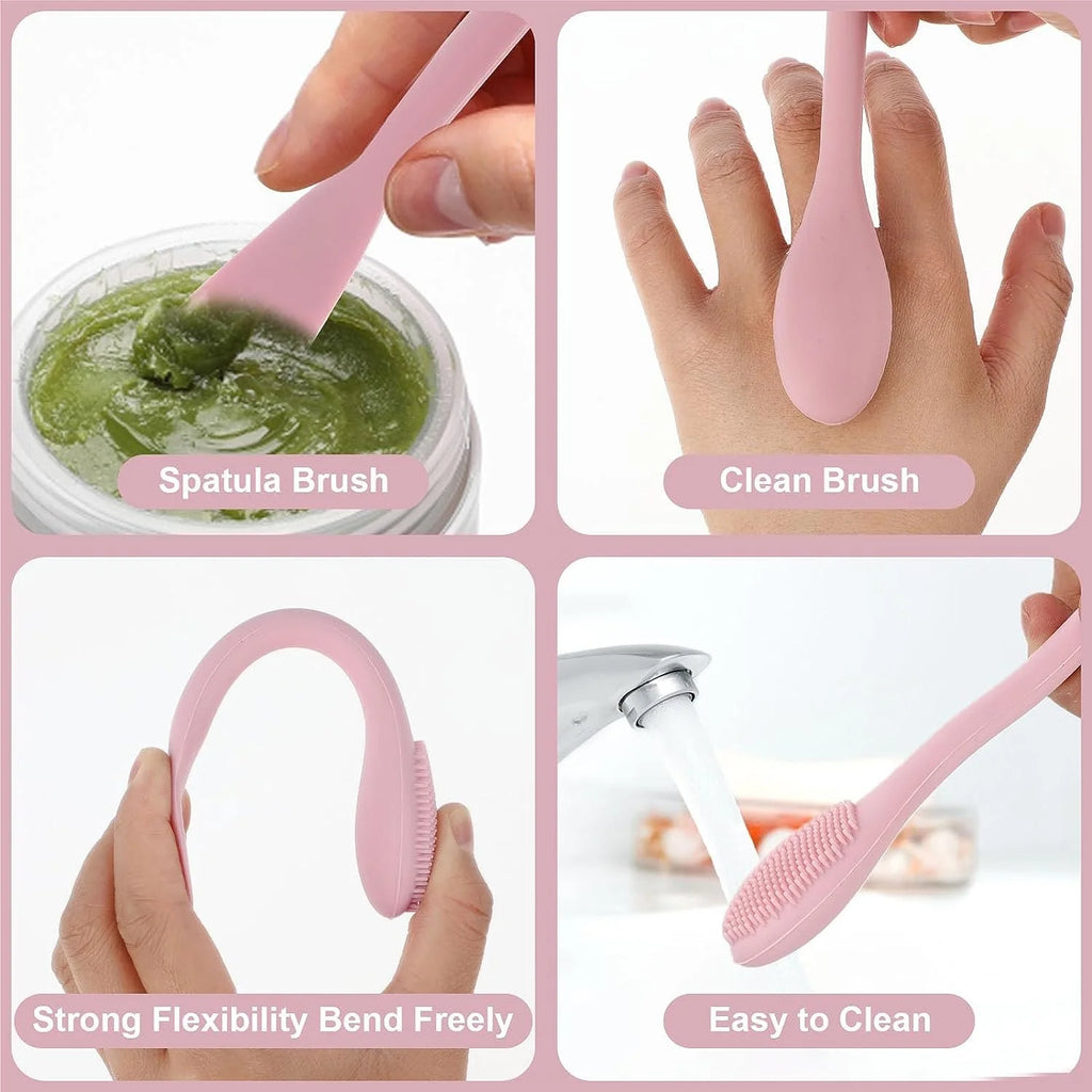 1PC Double Headed Silicone Face Cleansing Scrubber Brush Facial Mask Brushes Applicator for Women Face Makeup Brush Skin Care Qme