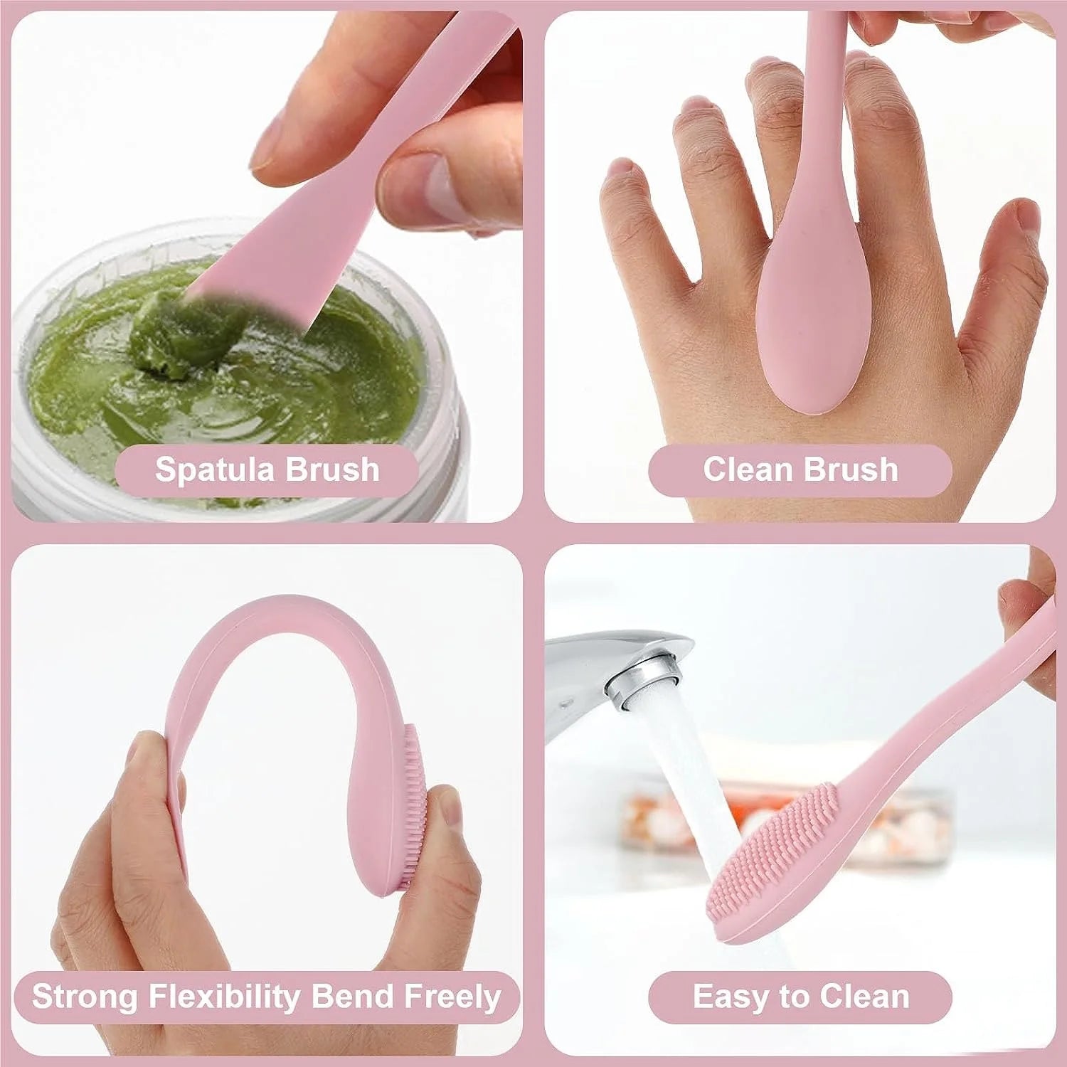 1PC Double Headed Silicone Face Cleansing Scrubber Brush Facial Mask Brushes Applicator for Women Face Makeup Brush Skin Care Qme