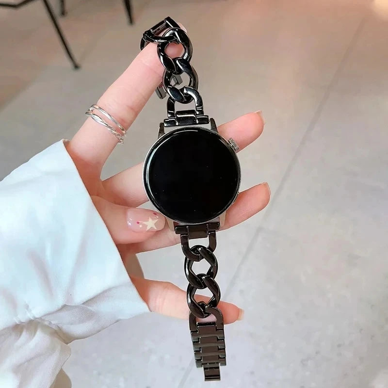 20mm Metal Chain Bracelet For Samsung Galaxy Watch 4 5 6 3 40mm 44mm Classic 42mm 46mm 43/47mm For Huawei GT3 GT4 Amazfit GTS Qme