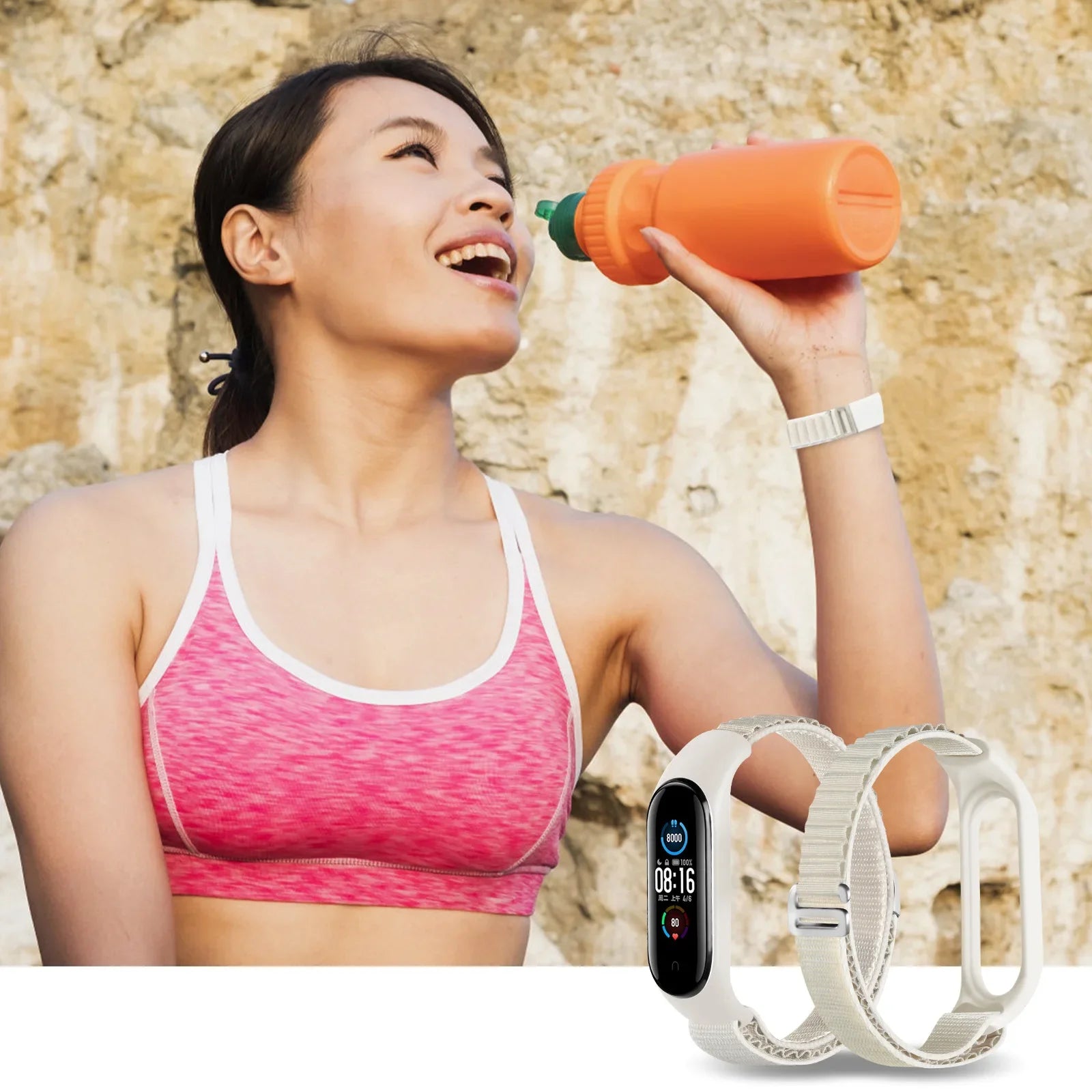 Adjustable Alpine Loop Strap for Xiaomi Mi Band 8 Breathable Elastic Soft Stretchy Wristband Compatible with Mi Band 8 NFC Qme