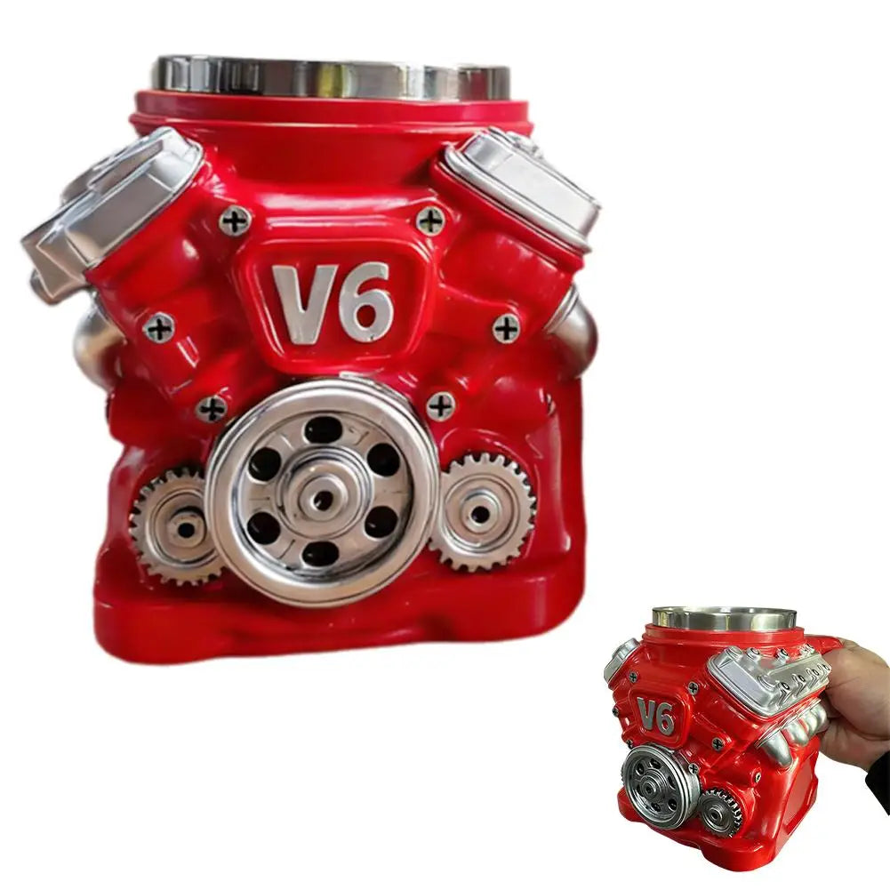 Engines Stainless Steel Cup Handmade V12 Engines Coffee Cup For Car Enthusiasts Tea Mug For Home Or Office Unique 3D Gifts Qme B 301-400ml