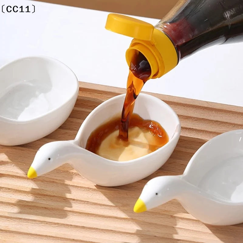Cute Plastic Goose Rabbit Shaped Dishes Mini Cream Bowls Adorable Qme