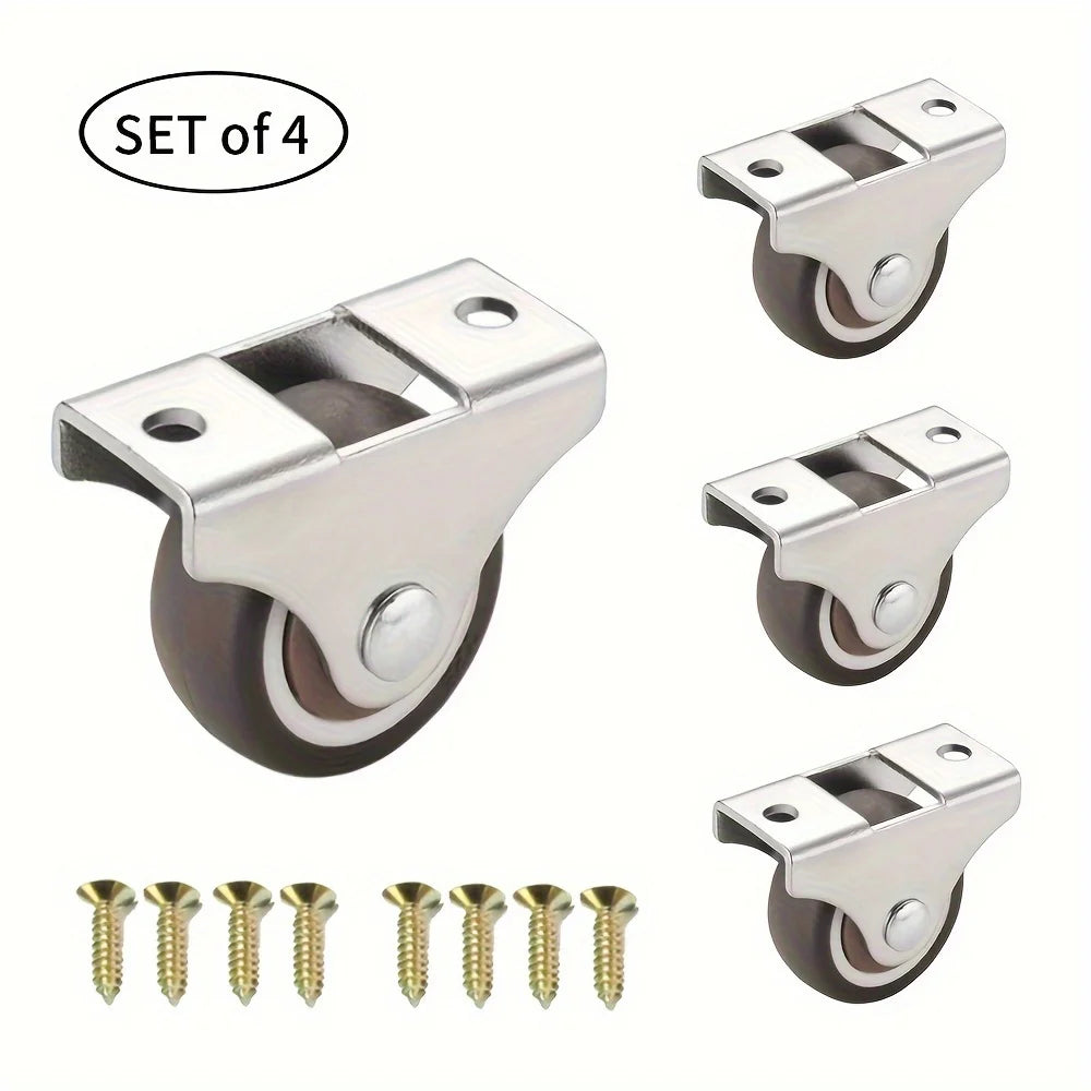 Fixed Caster Wheels, Heavy Duty Rubber Furniture Casters with Screws Qme