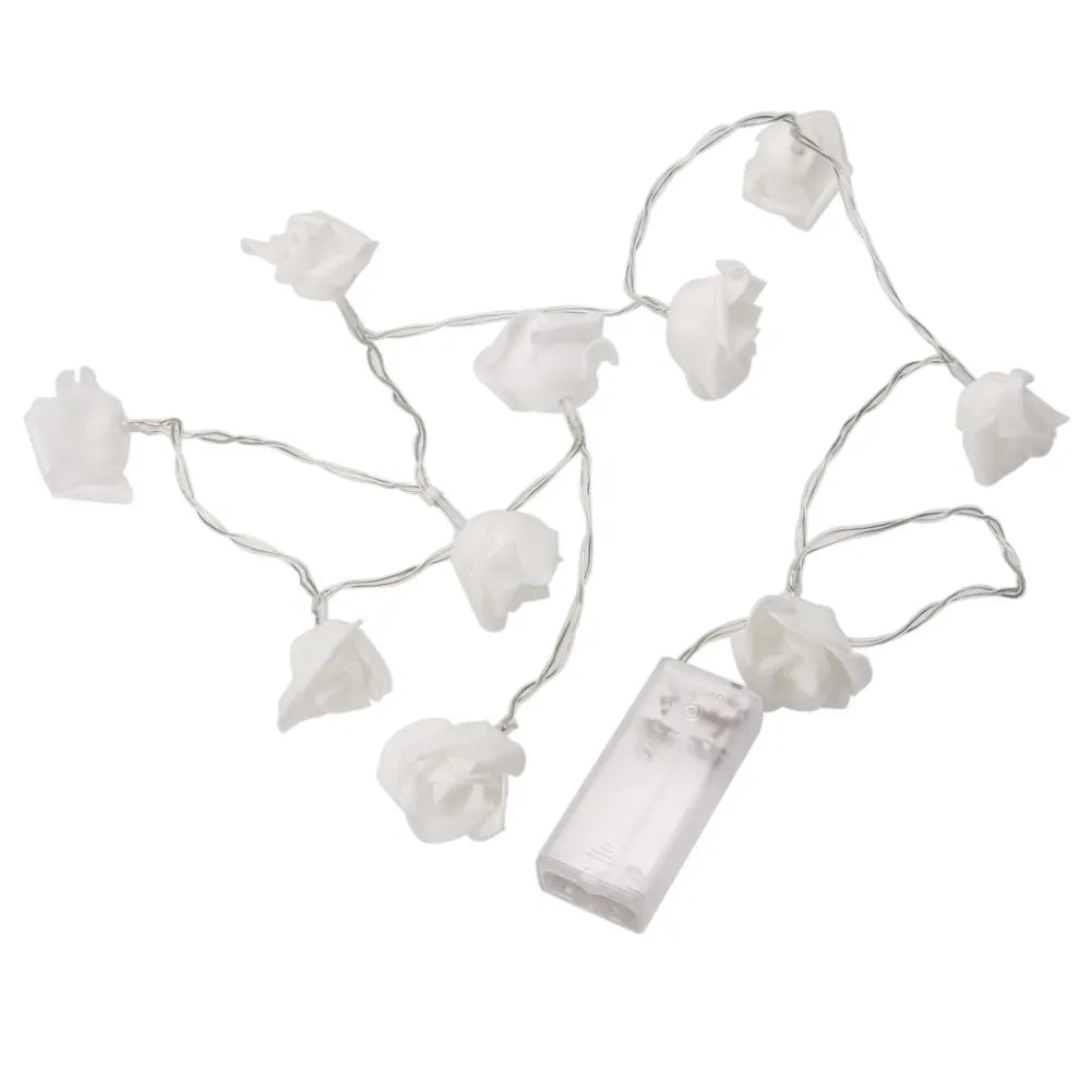 1.2M 10LED Creative Rose Flower String Lights Romantic Rose Flower Globe Lamp For Home Bedroom Wedding Proposal Garden Decor Qme 1.2M Warm white
