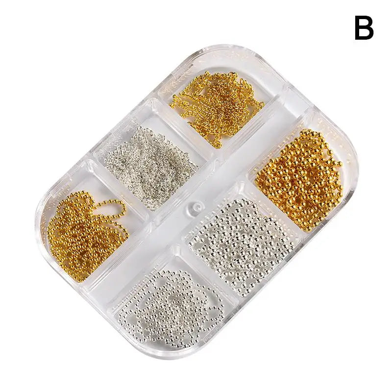 1 Box Metal Chain Nail Art Charms Multi-shape Golden Silvery Rose Qme B