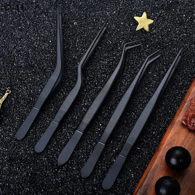 3 5 Kitchen Tongs Stainless Steel Culinary Plating Tweezers BBQ Food Qme