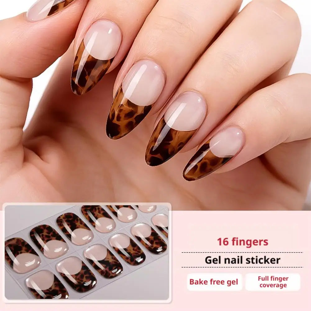 Nail Stickers Woman Strips Cheetah Print Gel Wraps Long Lasting Full Qme