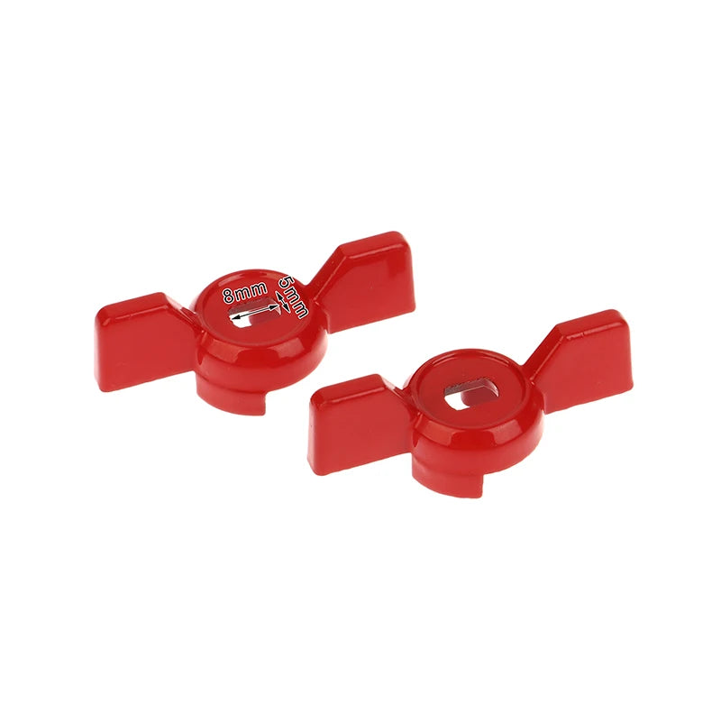 2Pcs Aluminum Handle Valve Handle Ball Valve Handle Wrench Red Butterfly Handle Accessories Qme 8x5MM Hole