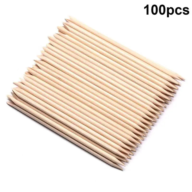 50 Natural Wood Manicure Cuticle Sticks Dual Tip Nail Art Remover Qme 100pcs No plug