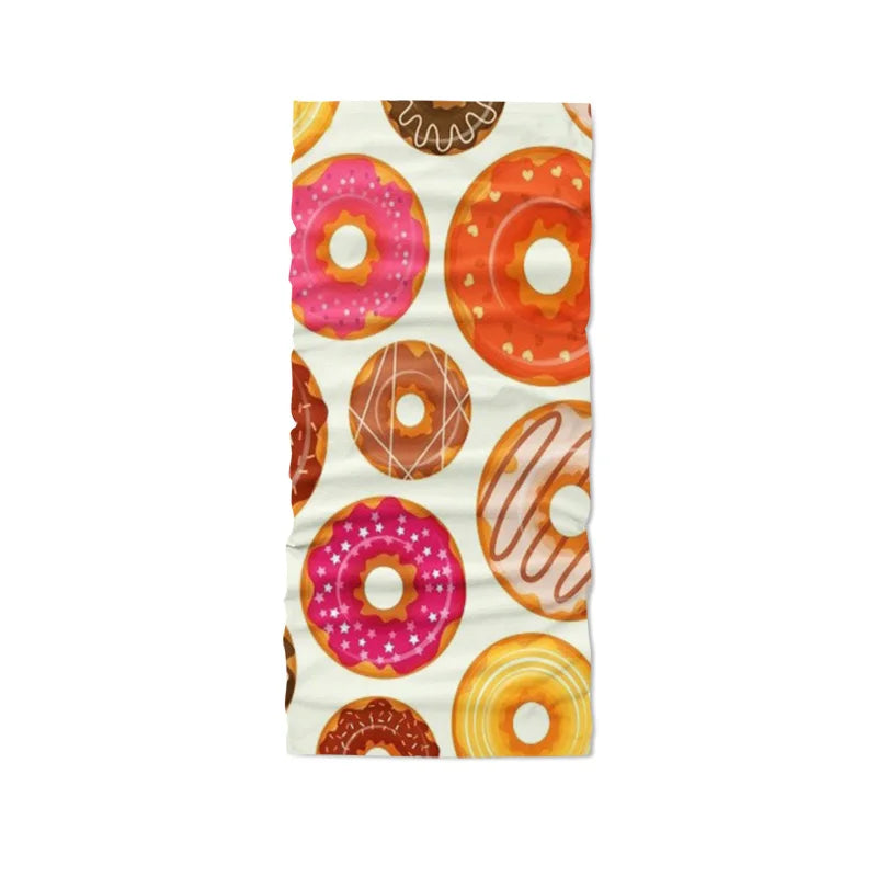 Food Donut Headscarf Fun Printing Women's Hijab Scarf Summer Neck Qme style7 One Size >8Y