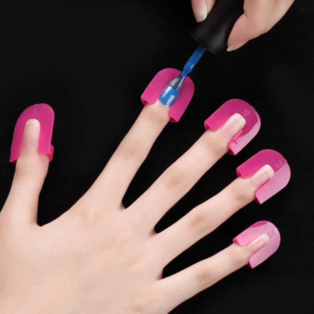 26pcs/set 10 Sizes G Curve Shape Nail Protector Varnish Shield Finger Cover Spill-Proof French Stickers Manicure Nail Clips Qme