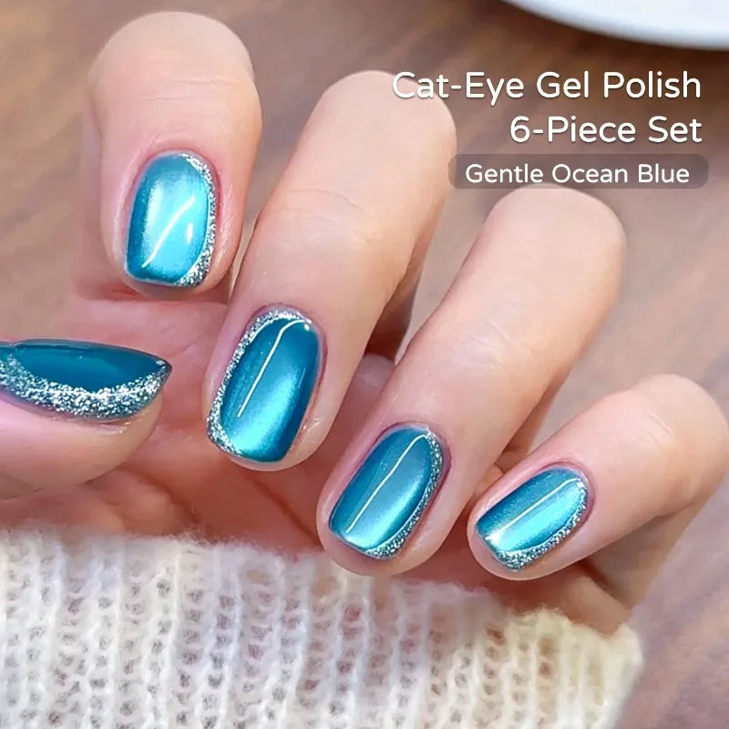 Porcelain Grape Cat Eye Gel Polish, 6 Colors Magnetic Nail Art Gel 10ml, Glass Bead Effect Skin Brightening Long Lasting Qme