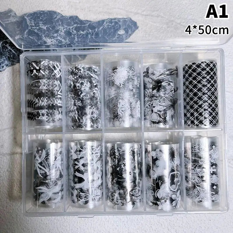 Butterfly Flower Nail Transfer Foils Sticker Paper 50 Bow Floral Qme A1