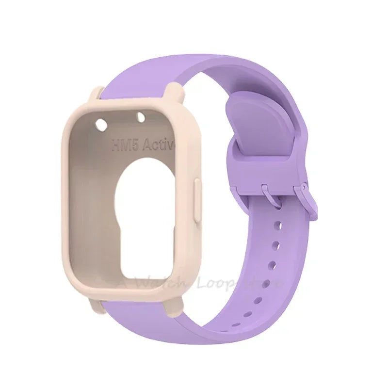 Silicone Case + Strap for Redmi Watch 5 Lite / 5 Active Repacement Bracelet Belt Smart Watchband Protective Shell Cover Qme