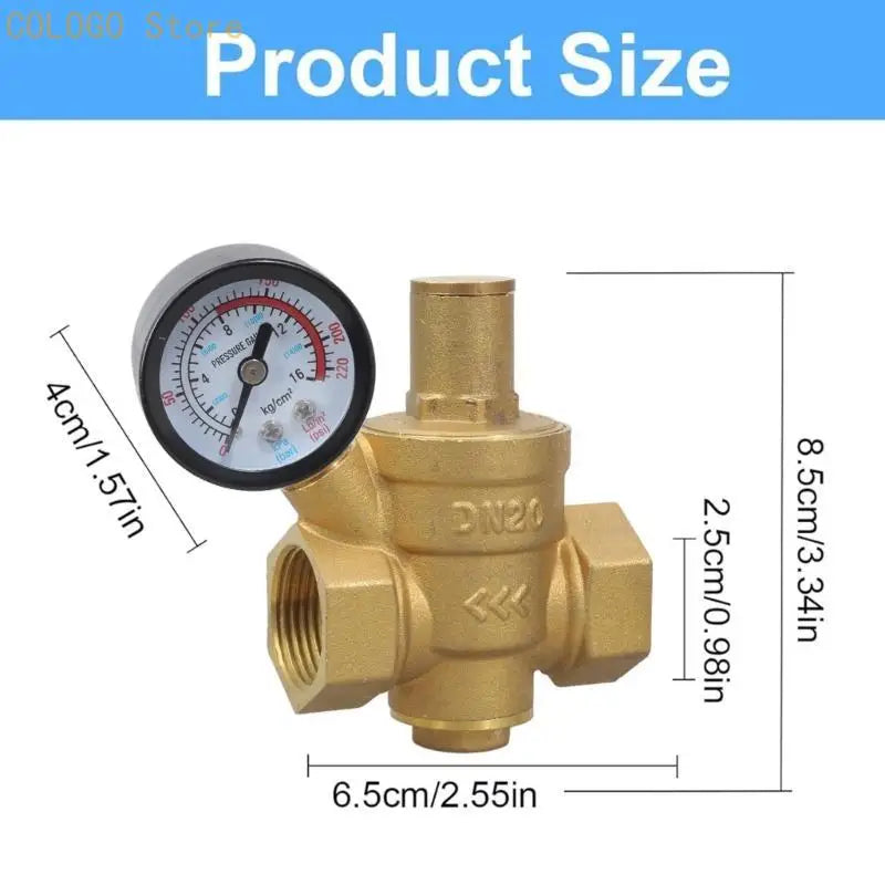 Versatile DN20 Brass Pressure Regulator Gauges Home Industrial Use Qme