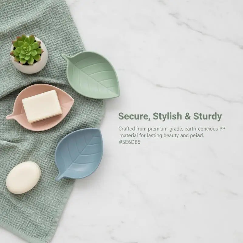 Leaf-Shaped Soap Dish 2 Layers Drain Soap Box Bathroom Dish Plate Case Home Shower Soap Holder Bathroom Accessories Qme