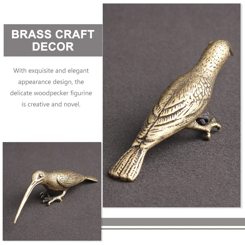 Premium Brass Woodpecker Statue Lifelike Vintage Bird Ornament Small Desktop Decor Indoor Tabletop Brass Craft Adornment Gift Qme