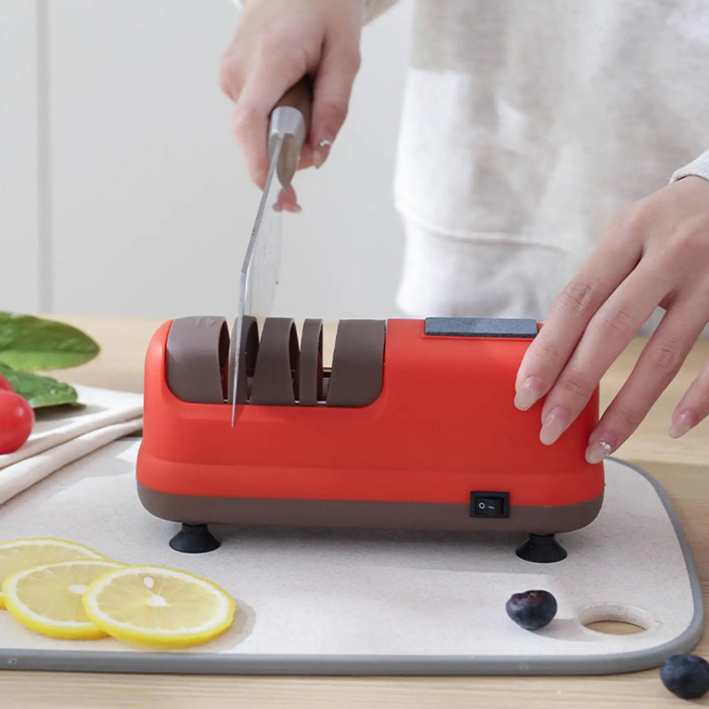 Cutter Sharpener 4-Stage Scissor Grinder Suction Cup Base USB Qme