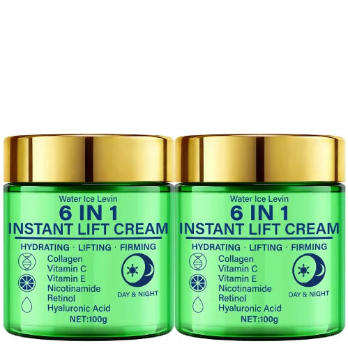6-in-1 Instant Lift Cream with Collagen & Retinol for Hydrating, Firming & Lifting - Day & Night Face Cream with Vitamins Qme GOLD 100g