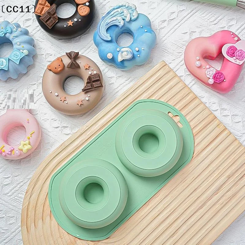 2 Cavity Heart Round Lace Grooved Baking Mousse Cake Pudding Dessert Qme