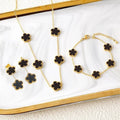 New Trend Five Leaf Flower Stainless Steel Jewelry Set Bracelet Necklace Earrings Classic for Woman Party Luxury Jewelry Clover Qme Jewelry Set 1