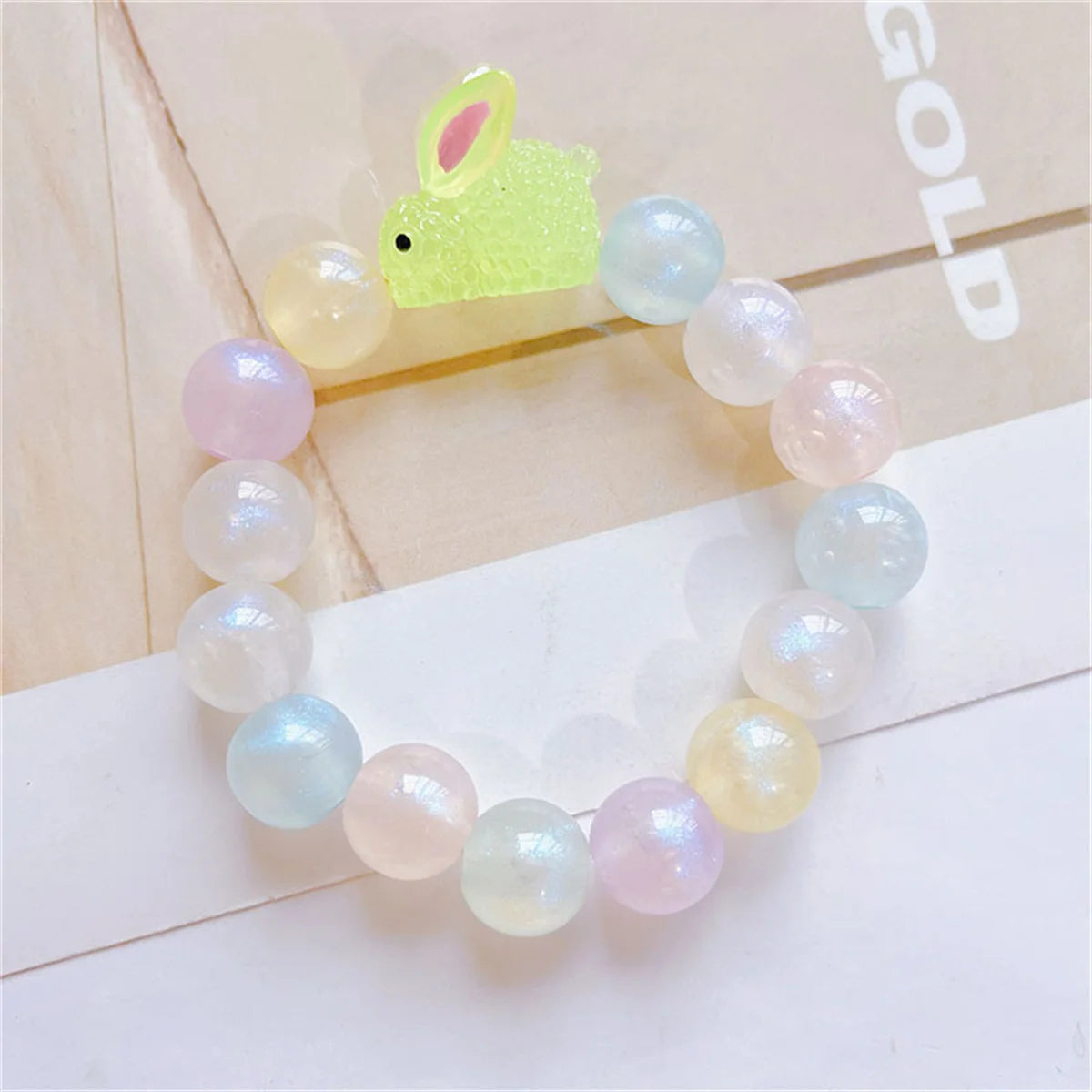 b13 Cute Resin Luminous Rabbit Beads Bracelet Fashionable Women's Girls Acrylic Cute Korean Bracelet Accessories Wholesale Qme lv