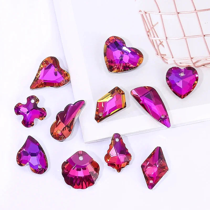 Crystal Multi -shape Pendants Single Hole Charms Glass Beads for DIY Jewelry Making Necklace Earrings Jewelry Craft Production Qme