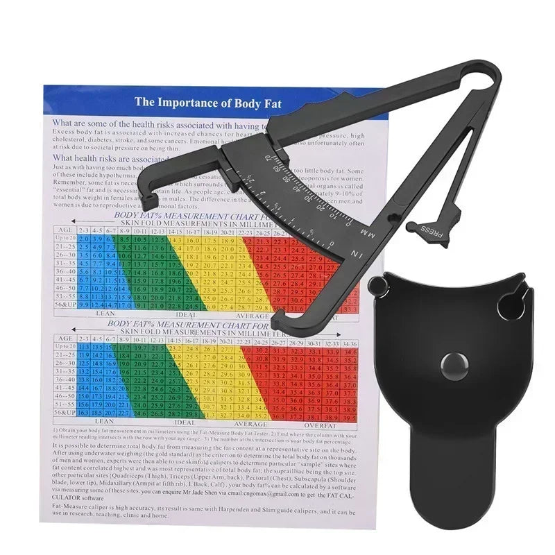 1set 70mm Skinfold Body Fat Caliper Set with Measure Tape Body Fat Monitors Body Fat Tester Skinfold Measurement accessory Qme