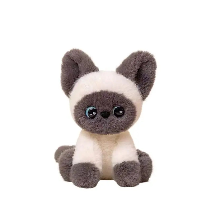 Kawaii Cat Plush Doll Devon Rex Siamese Cat Plush Toy Cute Decoration Accompany Sleep Toy Kids Birthday Gift Qme Gray