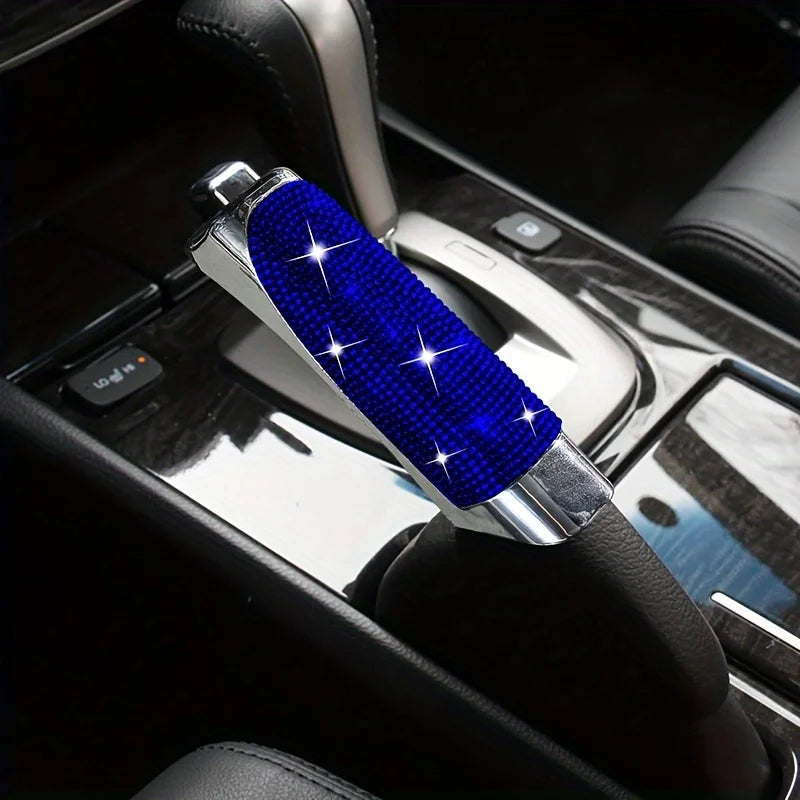Bling handbrake cover - A protective side brake grip accessory for vehicle interior decoration Qme Blue