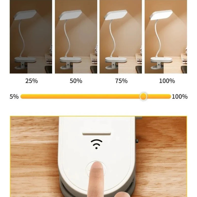 Clip-on LED Reading Lamp USB-Charged Portable Light Reduce Eye Strain Qme