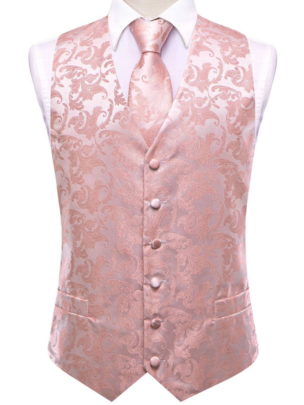 Men's Pastel Paisley Jacquard Vest Matching Tie 6 Soft Options Qme