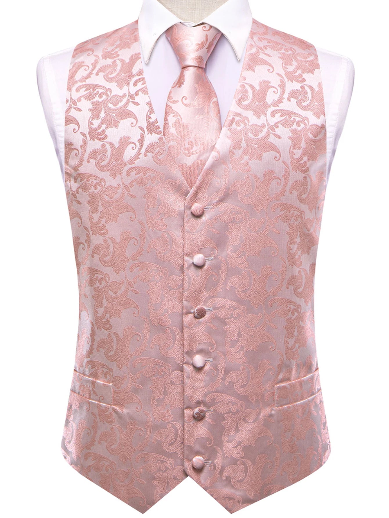 Men's Pastel Paisley Jacquard Vest Matching Tie 6 Soft Options Qme