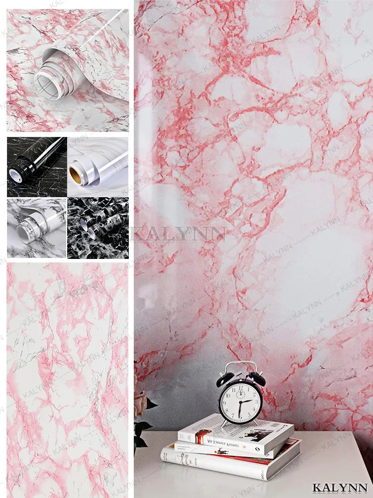 Pink Marble Peel Stick Wallpaper Self-adhesive Vinyl Contact Paper Qme