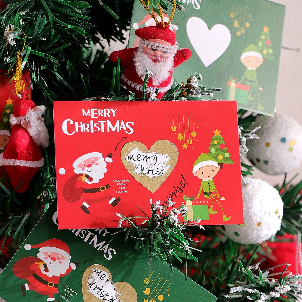 10Pcs/20Pcs Creative Merry Christmas Themed Lucky Scratch-Off Cards, Cute Cartoon Santa Claus Design Surprise Greeting Cards Qme