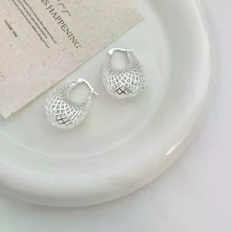 Trendy Simple Hollow Out Water Droplets Big Web Earring For Women Vintage Fashion Earrings Jewelry Party Accessories Gifts Qme