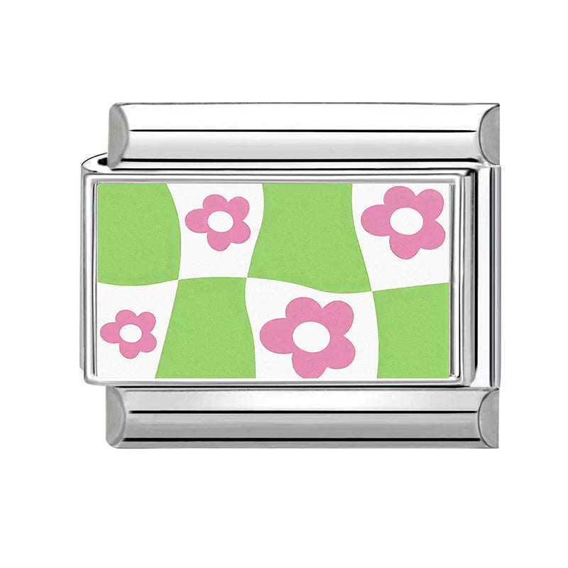 1PC Charm Cartoon Lucky Four-leaf Clover Eyes Italian Charm Links Fit 9mm Bracelet Stainless Steel DIY Jewelry Making Wholesale Qme Style 16