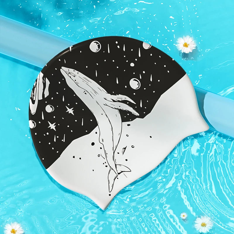Elestic Silicone Swimming Cap Ear Protection Pool Equipment Qme