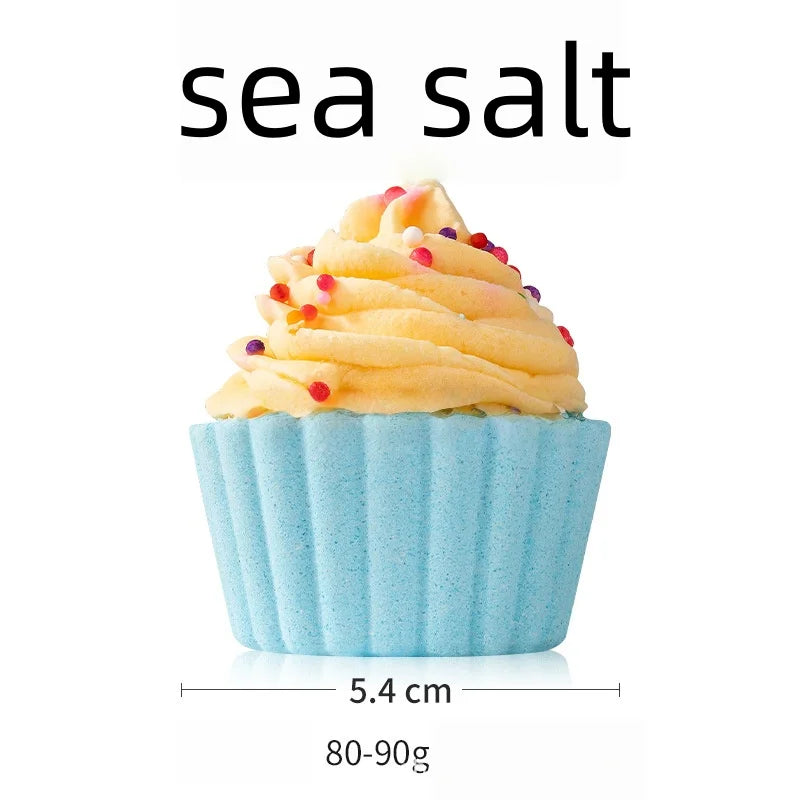 Cute Cake Bath 80g Handmade Fizzy Bath Ball for Children Natural Essential Oil Bubble Bath Salt Spa Gift for Kids Women Qme 80g sea salt 80G
