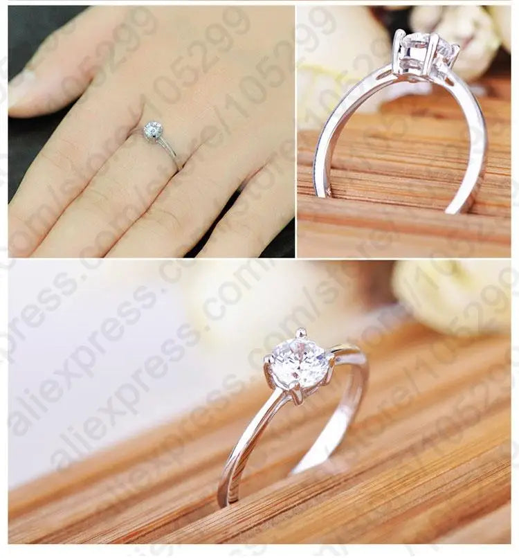 Big Sale Simple Design 925 Silver Color Women Rings Classic Wedding Engagement Accessories with Clear Cubic Zircon Stone Qme