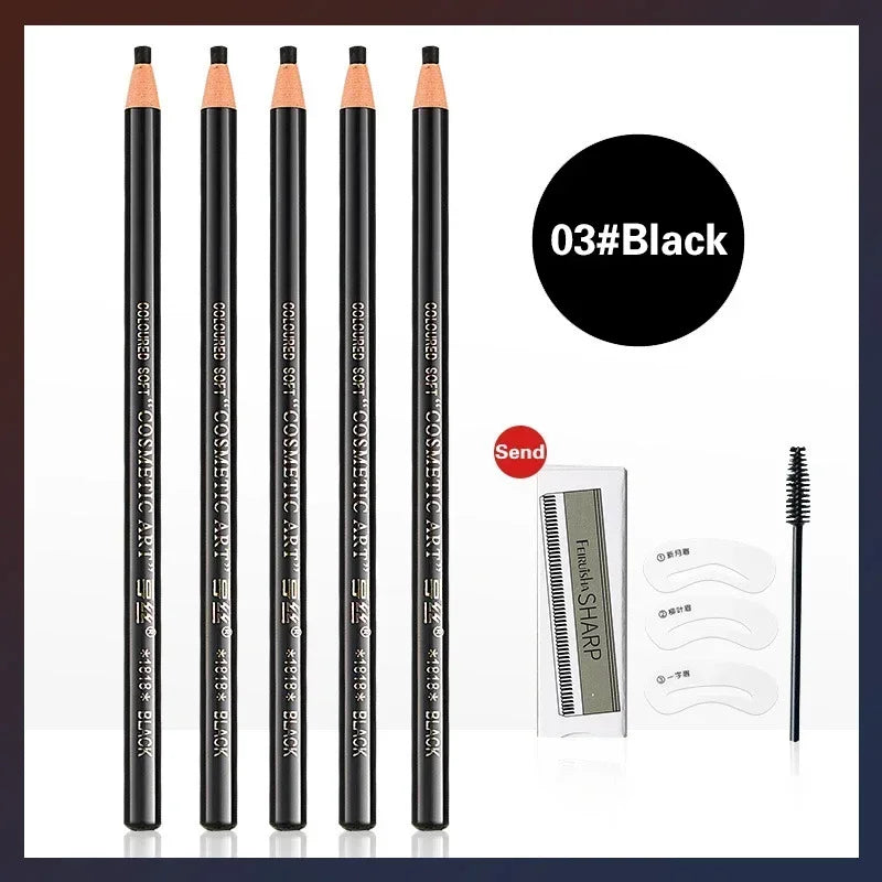 Waterproof Art Tint Makeup Eye Brow Pen 5pcs Professional Microblading Pencil Eyebrow Tattoo Tint Enhancers Cosmetic Wholesale Qme 5Pcs-03