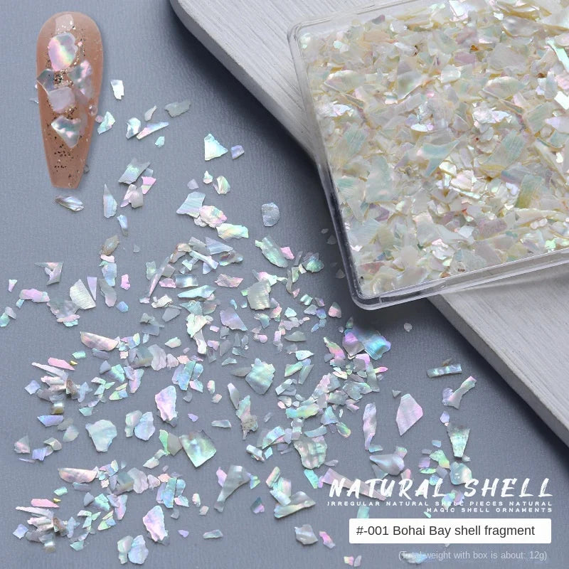1 Box Shell Nail Art Deco Irregular 3D Gem Glitter Decal DIY Qme