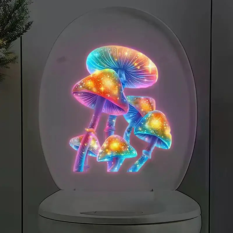 Glow-in-the-Dark Coral Reef Toilet Sticker Luminous Wall Sticker Home Decoration Self-Adhesive Removable Waterproof Car Sticker Qme