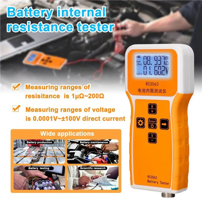 A02F-5X RC3563 Battery Voltage Internal Resistance Tester Trithium Lithium Iron Phosphate 18650 Battery Tester,Tester Probe Qme